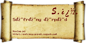 Sáfrány Árpád névjegykártya